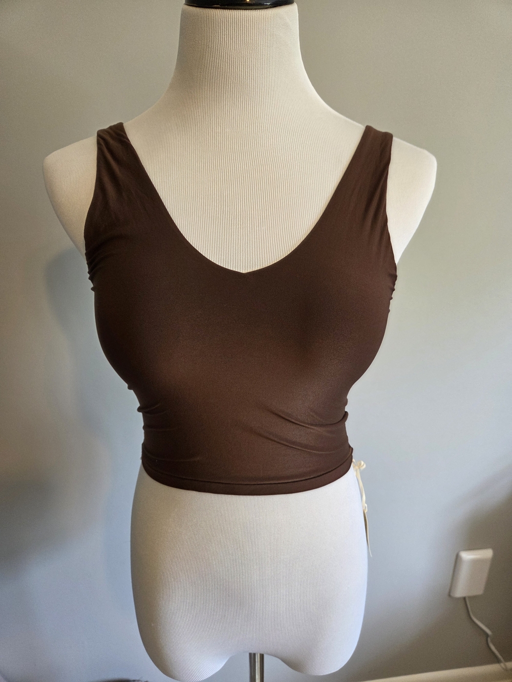 aerie Smoothez Brown V-Neck Crop Tank